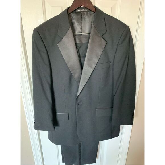 Fenzia black tuxido size 40s suit jacket and 34s pants - Picture 1 of 7